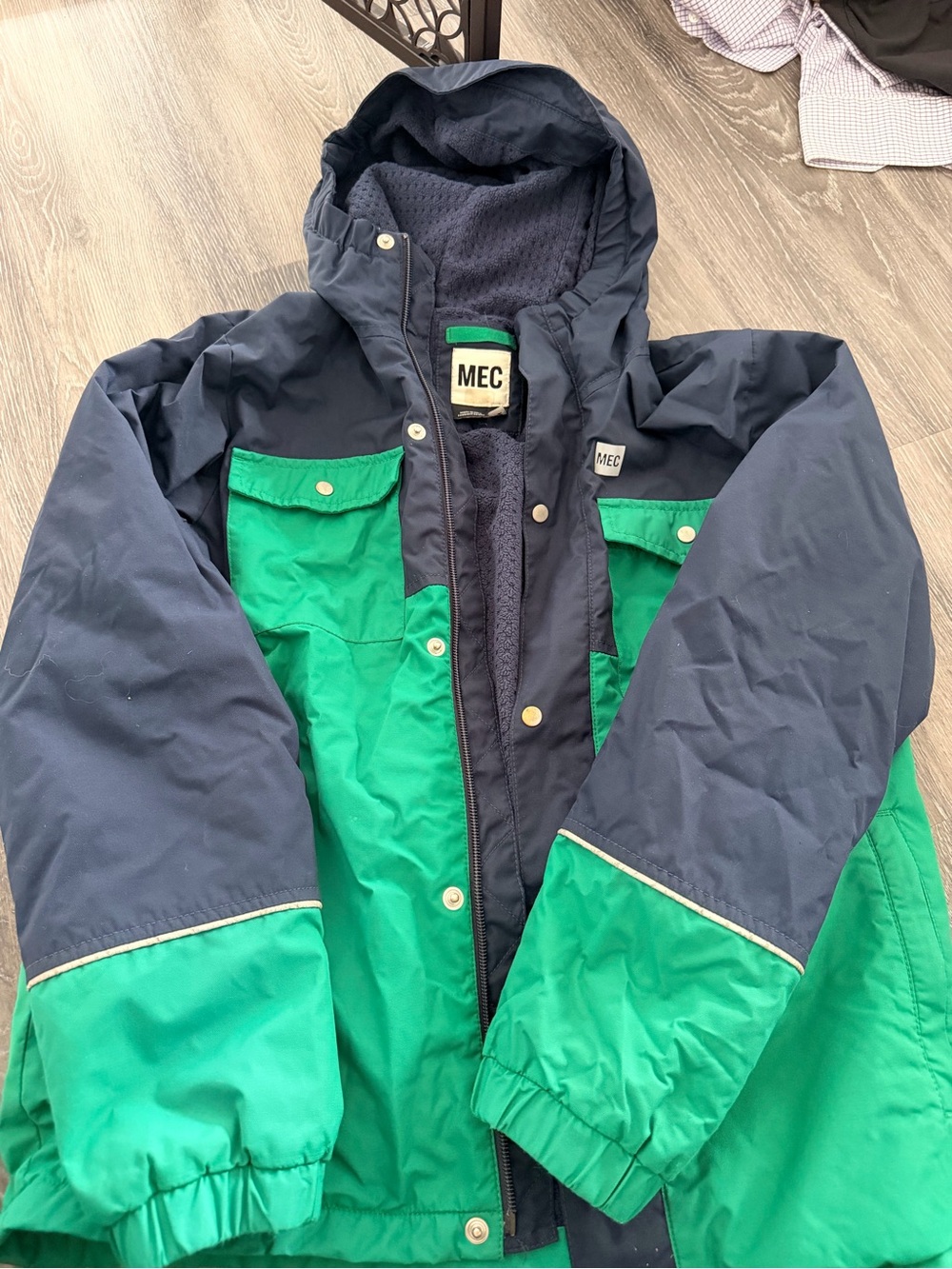MEC  kids Green & Navy Two-Tone Hooded Jacket